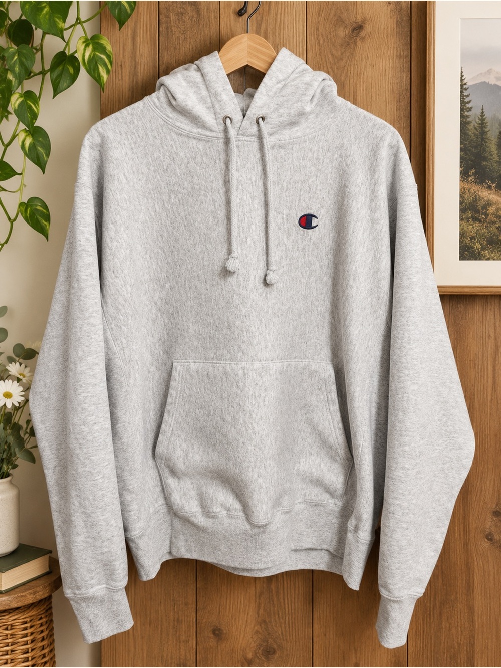 Champion Men’s/Unisex Light Gray Reverse Weave Pullover Hoodie L
